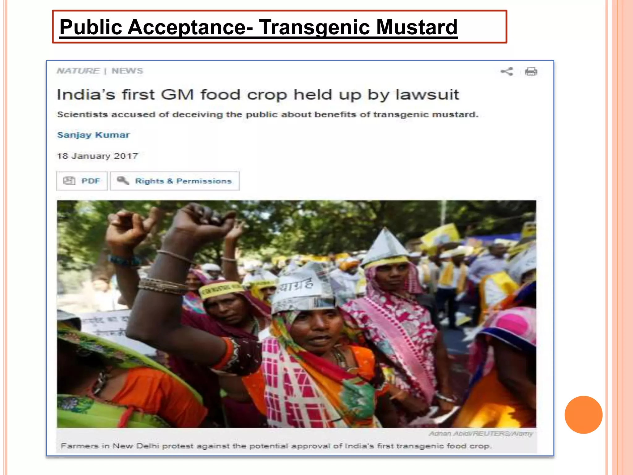 Public Acceptance- Transgenic Mustard
 