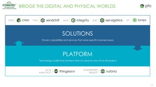 44
PLATFORM
BRIDGE THE DIGITAL AND PHYSICAL WORLDS
SOLUTIONS
CAD PLM ALM SLM
IoT &
ANALYTICS
AUGMENTED
REALITY
Proven capabilities and services that solve specific business issues
Technology toolkit that shortens time-to-value for any IoT or AR project
IoT
 