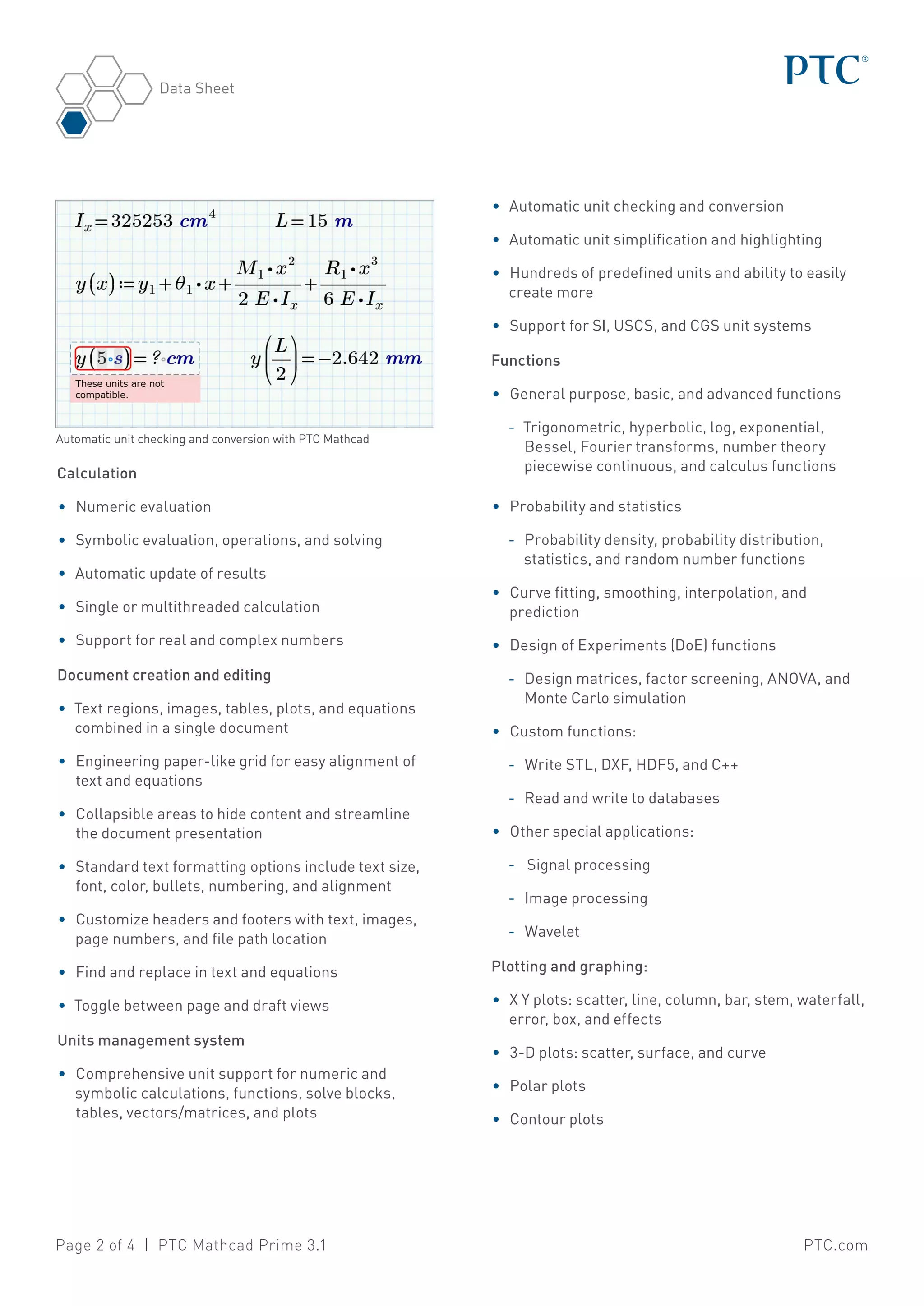 PTC Mathcad Data Sheet | PDF
