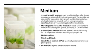 Plant Tissue Culture Media (components and types) | PPTX