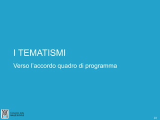 23
I TEMATISMI
Verso l’accordo quadro di programma
 