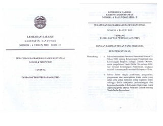 Peraturan Daerah Kabupaten Banyumas Nomor 4 Tahun 2005 Tentang Tanda Daftar Perusahaan (TDP)