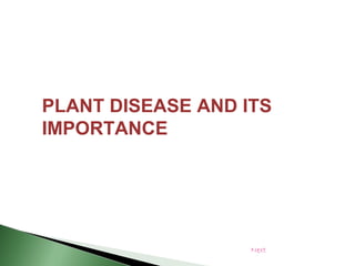 PLANT DISEASE AND ITS
IMPORTANCE
Next
 