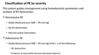 Submassive Pe Classification Pulmonary thromboembolism PTE ppt, Cardiovascular System | PPTX