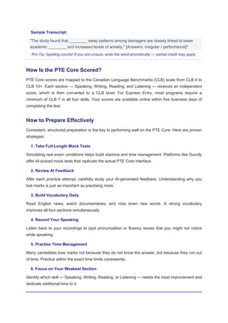 Comprehensive PTE Core Test Preparation Guide with Sample Questions and ...