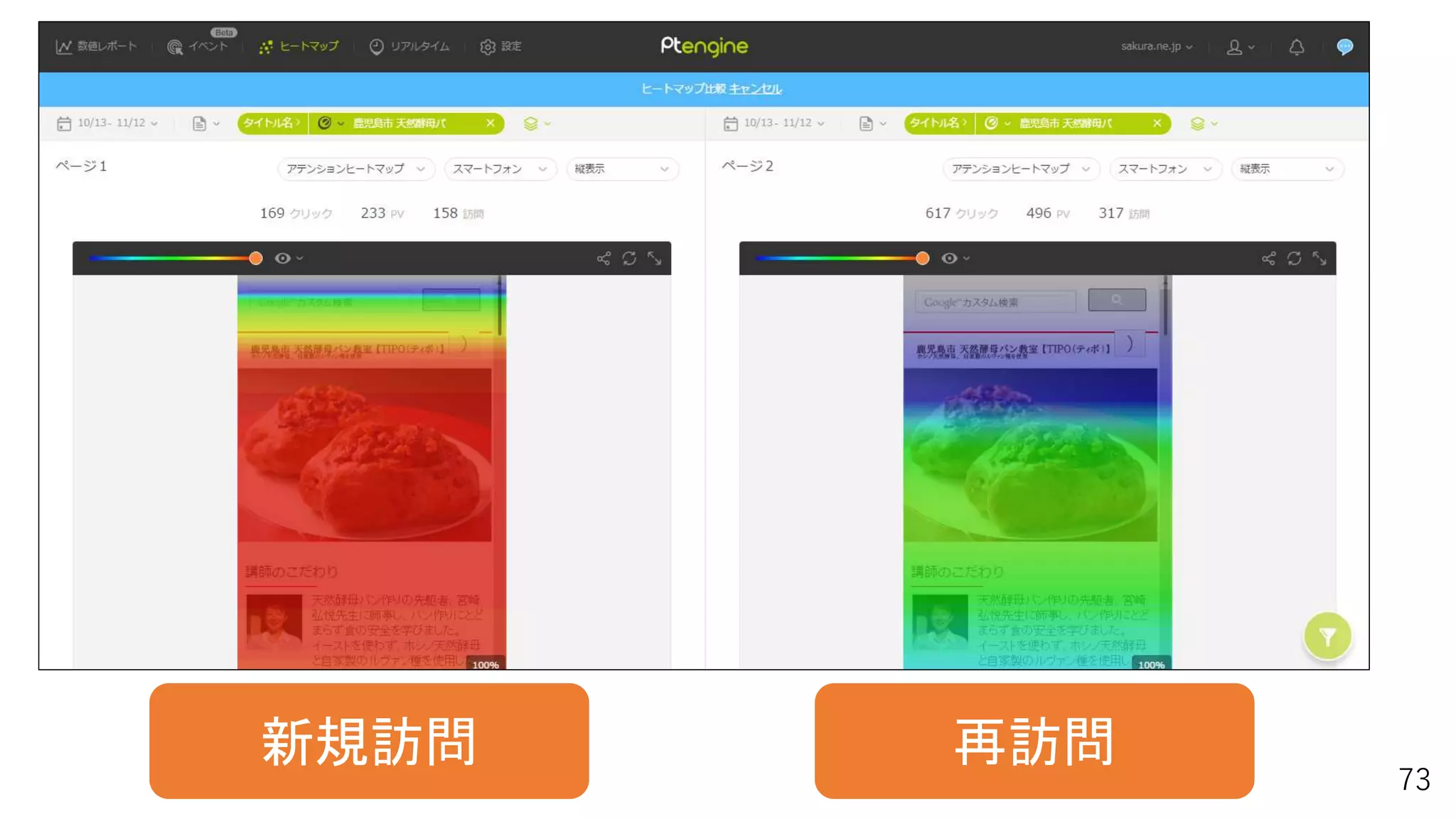 73
新規訪問 再訪問
 
