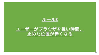 44
ルール3
ユーザーがブラウザを長い時間、
止めた位置が赤くなる
 