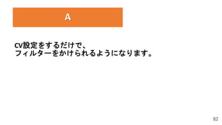 82
A
CV設定をするだけで、
フィルターをかけられるようになります。
 