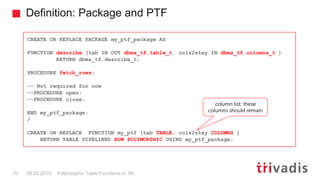 Polymorphic Table Functions in 18c | PDF