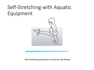 Self-Stretching with Aquatic
Equipment
Self-stretching technique to increase hip flexion
 