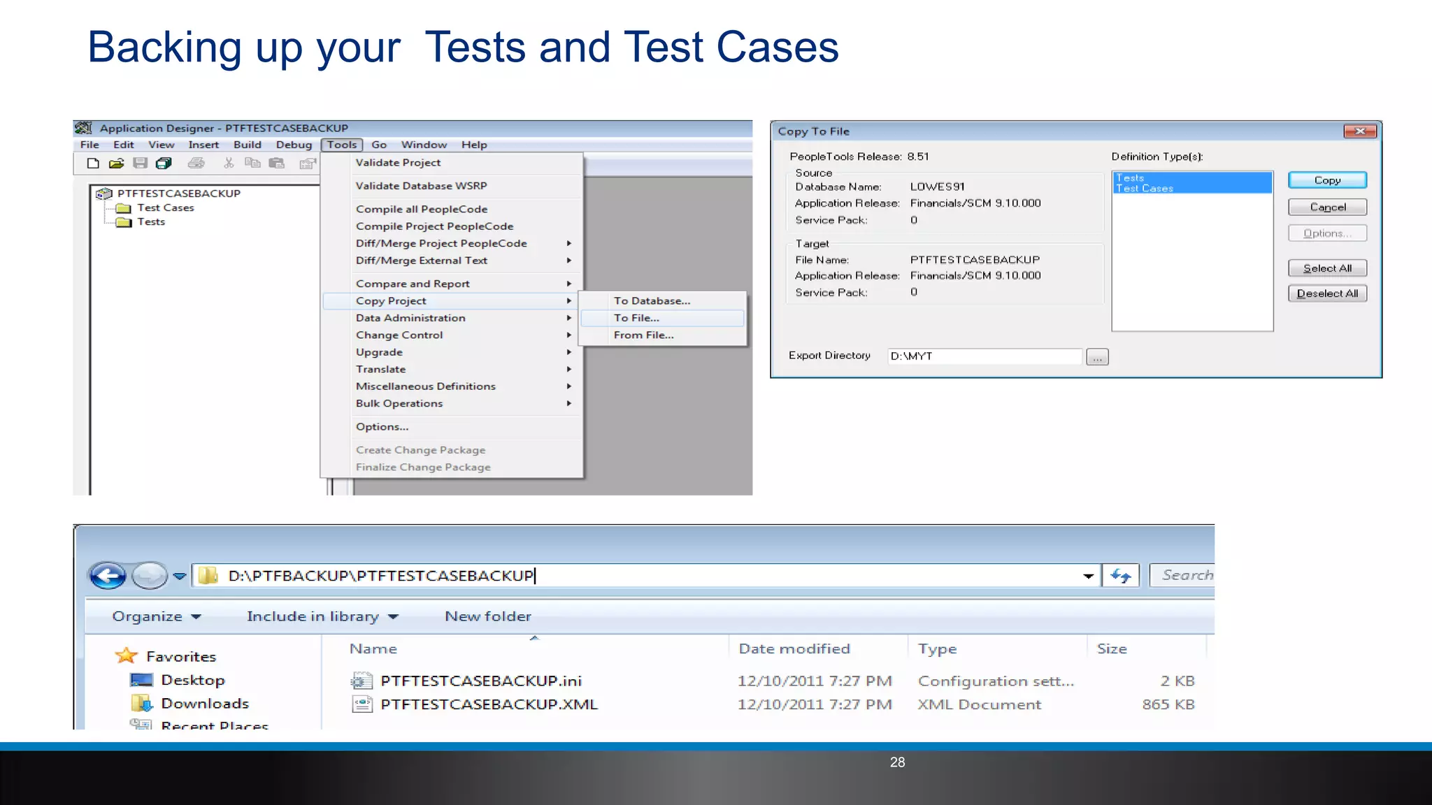 Backing up your Tests and Test Cases
28
 