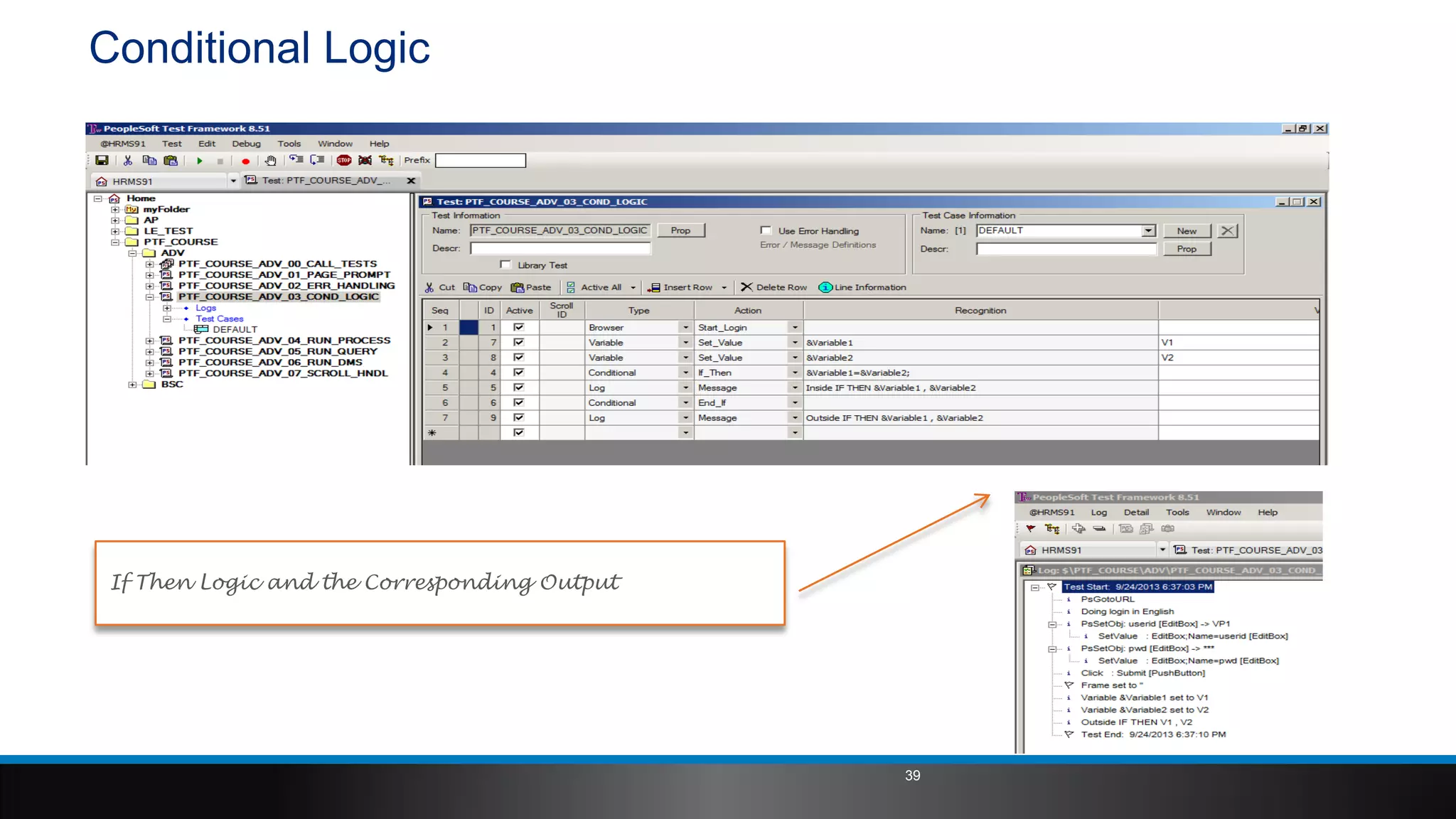Conditional Logic
If Then Logic and the Corresponding Output
39
 