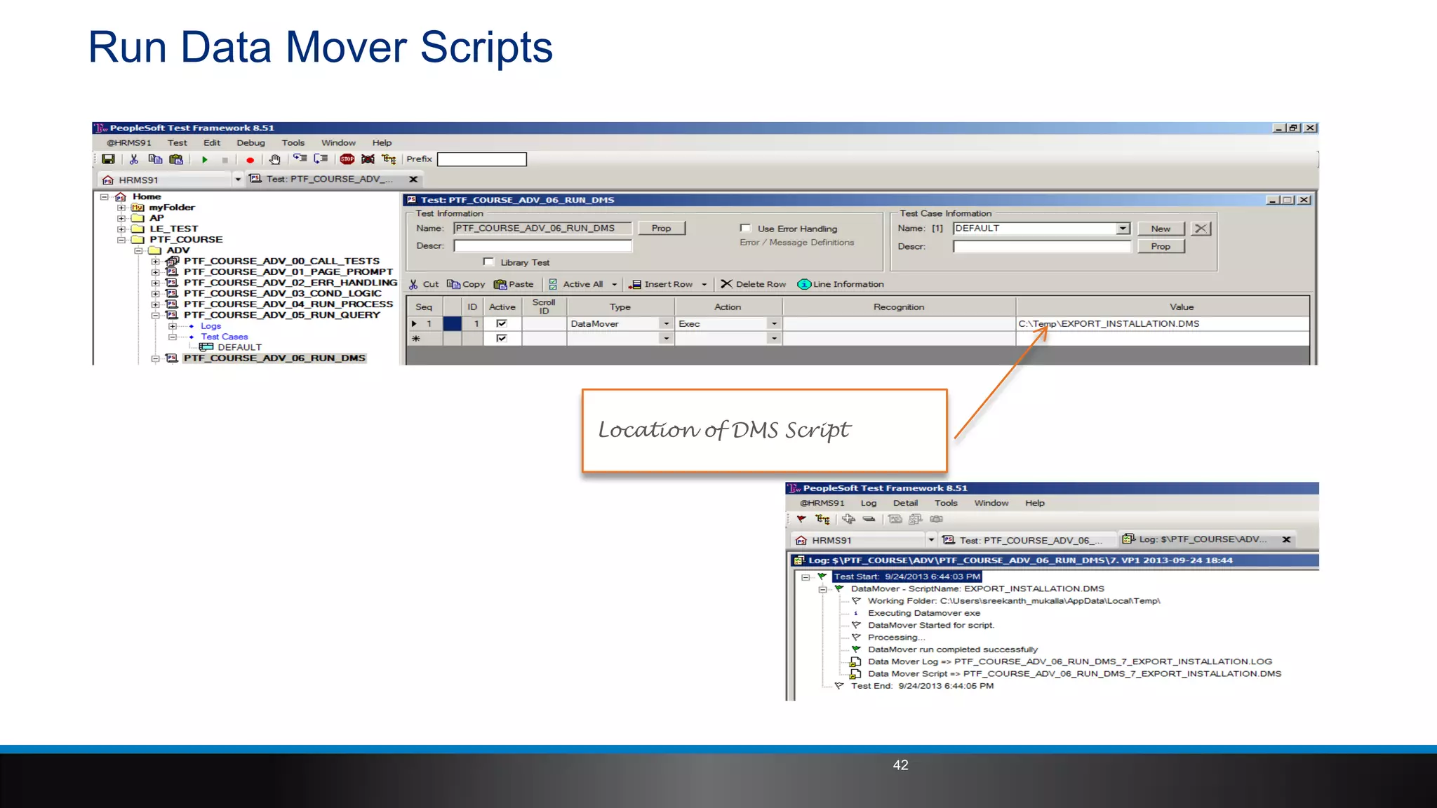 Run Data Mover Scripts
42
Location of DMS Script
 