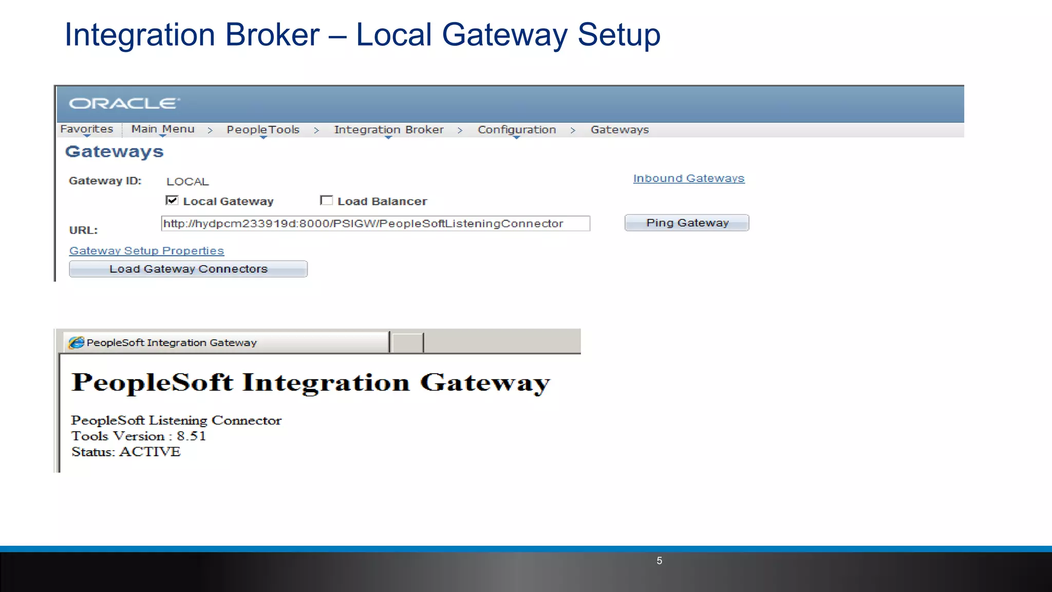 Integration Broker – Local Gateway Setup
5
 