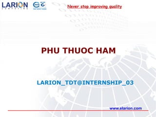 PHU THUOC HAM www.elarion.com [email_address] Never stop improving quality 
