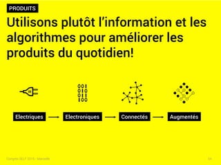 PRODUITS
64Congrès SELF 2016 - Marseille
Utilisons plutôt l’information et les
algorithmes pour améliorer les
produits du ...