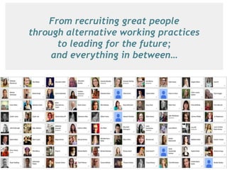 From recruiting great people
through alternative working practices
to leading for the future;
and everything in between…
 