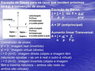 Raios principais – lentes convergentes