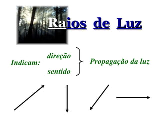 Ra ios   de   Luz direção sentido Indicam: Propagação da luz 