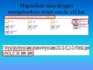 Migrasikan data dengan
mengeksekusi script oracle_ctl.bat
 