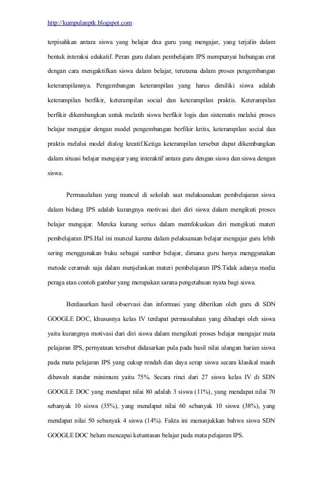 Ptk Ips Kelas Iv Menggunakan Model Pembelajaran Interaktif