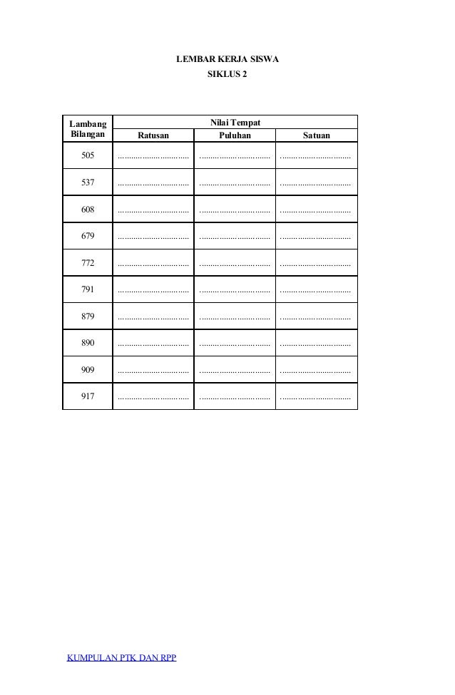 Ptk Matematika Sd Kelas 2