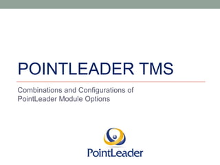 POINTLEADER TMS
Combinations and Configurations of
PointLeader Module Options
 