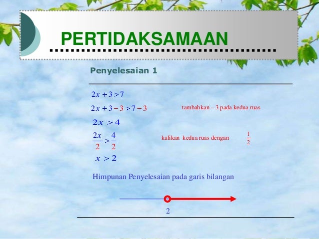 Ppt pertidaksamaan linear satu variabel