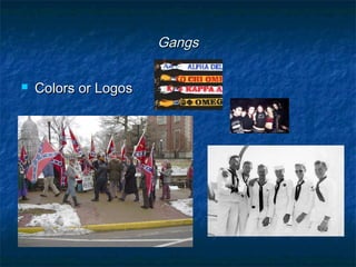 GangsGangs
 Colors or LogosColors or Logos
 