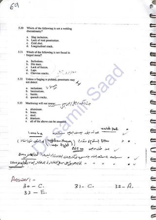ASNT Liquid Penetrant Testing (PT) Level III Notes - Dr. Samir Saad (Handwriting)