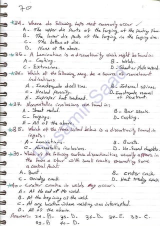 ASNT Liquid Penetrant Testing (PT) Level III Notes - Dr. Samir Saad (Handwriting)