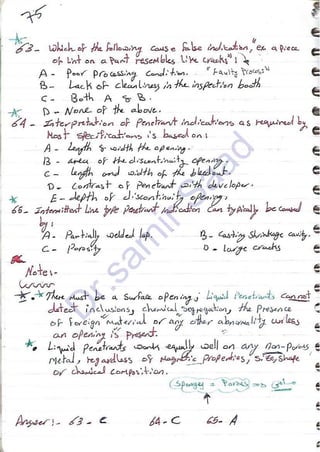 ASNT Liquid Penetrant Testing (PT) Level III Notes - Dr. Samir Saad (Handwriting)