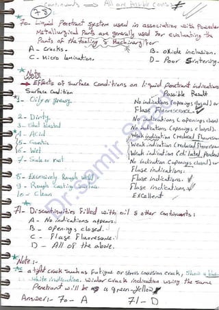 ASNT Liquid Penetrant Testing (PT) Level III Notes - Dr. Samir Saad (Handwriting)