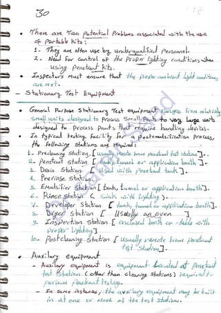 ASNT Liquid Penetrant Testing (PT) Level III Notes - Dr. Samir Saad (Handwriting)