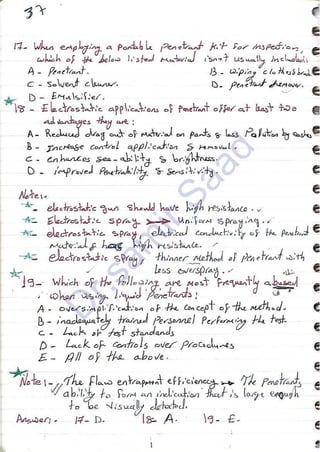 ASNT Liquid Penetrant Testing (PT) Level III Notes - Dr. Samir Saad (Handwriting)