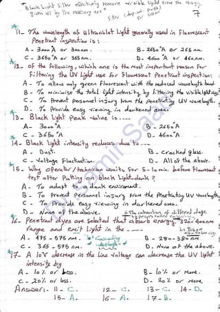 ASNT Liquid Penetrant Testing (PT) Level III Notes - Dr. Samir Saad (Handwriting)