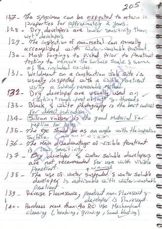 ASNT Liquid Penetrant Testing (PT) Level III Notes - Dr. Samir Saad (Handwriting)