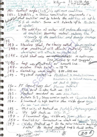 ASNT Liquid Penetrant Testing (PT) Level III Notes - Dr. Samir Saad (Handwriting)