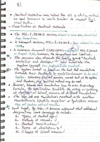 ASNT Liquid Penetrant Testing (PT) Level III Notes - Dr. Samir Saad (Handwriting)