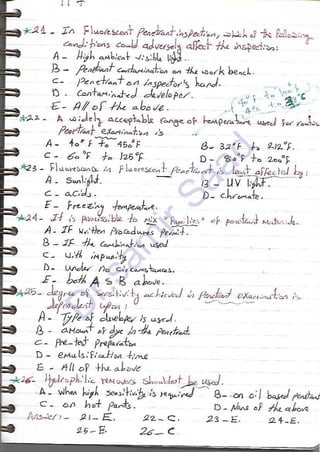 ASNT Liquid Penetrant Testing (PT) Level III Notes - Dr. Samir Saad (Handwriting)