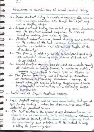 ASNT Liquid Penetrant Testing (PT) Level III Notes - Dr. Samir Saad (Handwriting)
