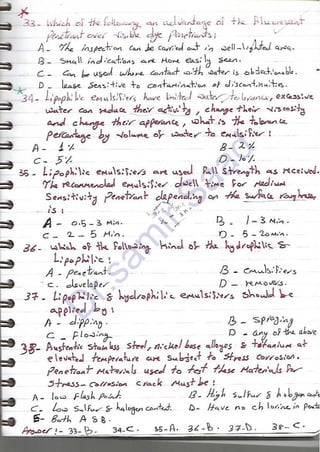 ASNT Liquid Penetrant Testing (PT) Level III Notes - Dr. Samir Saad (Handwriting)