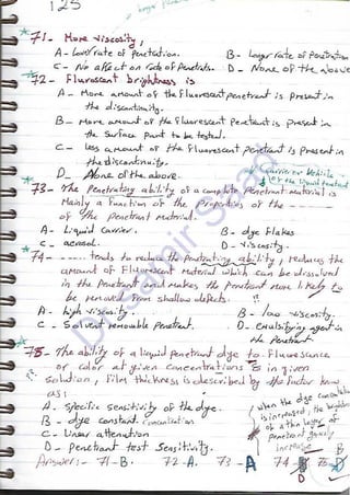 ASNT Liquid Penetrant Testing (PT) Level III Notes - Dr. Samir Saad (Handwriting)