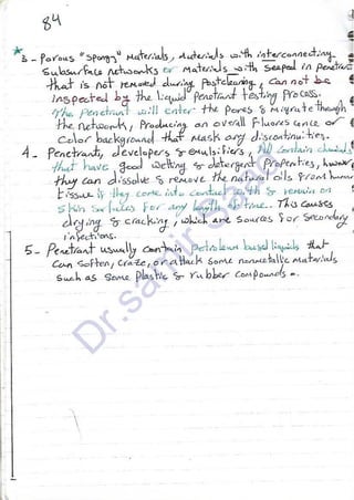 ASNT Liquid Penetrant Testing (PT) Level III Notes - Dr. Samir Saad (Handwriting)