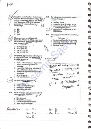 ASNT Liquid Penetrant Testing (PT) Level III Notes - Dr. Samir Saad (Handwriting)