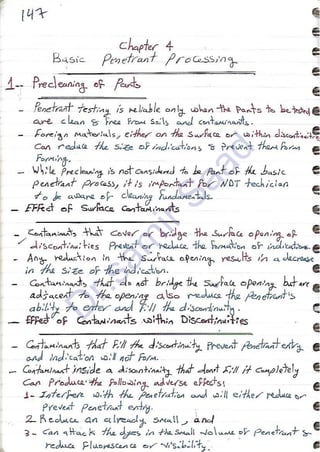 ASNT Liquid Penetrant Testing (PT) Level III Notes - Dr. Samir Saad (Handwriting)