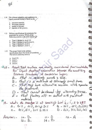 ASNT Liquid Penetrant Testing (PT) Level III Notes - Dr. Samir Saad (Handwriting)