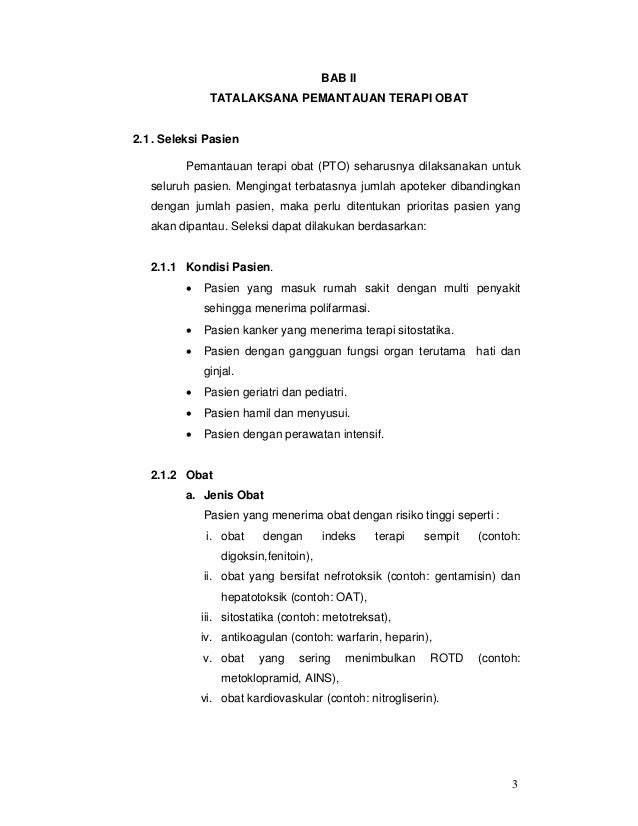 Pemantauan Terapi Obat, Binfar 2009