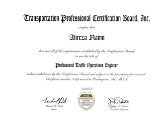 PTOE License - Alireza Naimi #4419