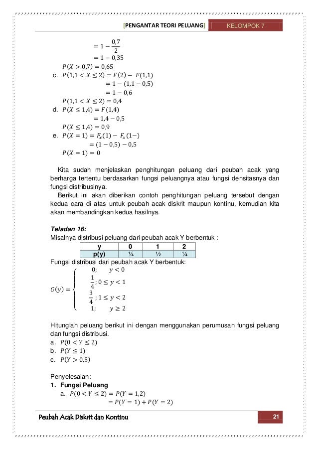 Contoh Soal Variabel Acak Diskrit Dan Kontinu - Contoh Soal Pelajaran